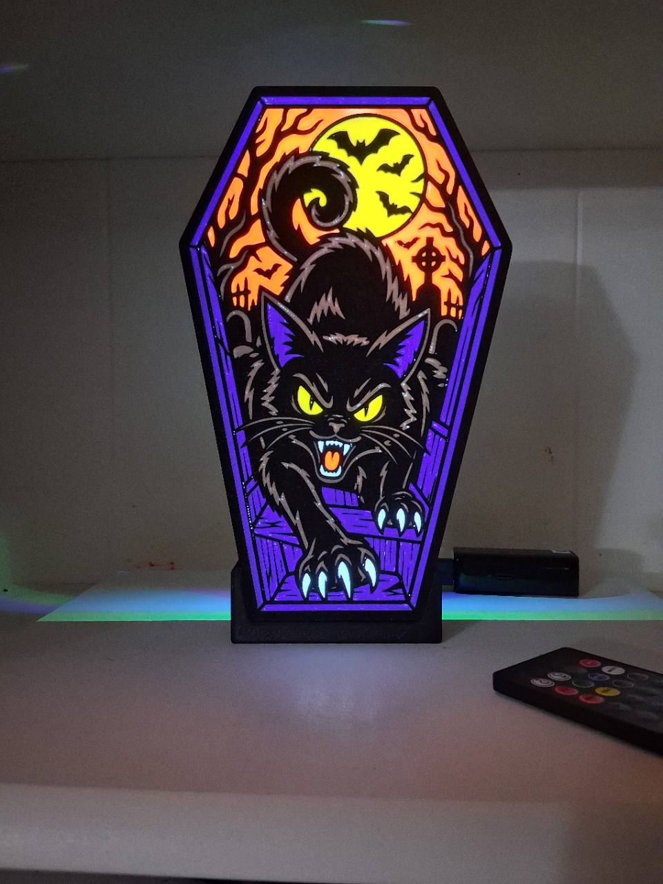 Cat Coffin LED light box – custom 3D printed – Lit Layer Creations